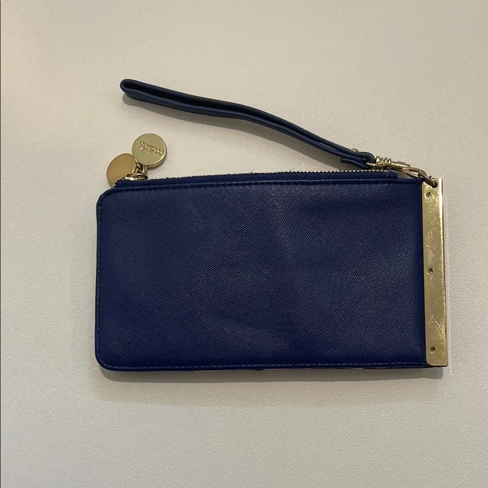 Mark. Blue Wristlet Wallet with Gold Accents